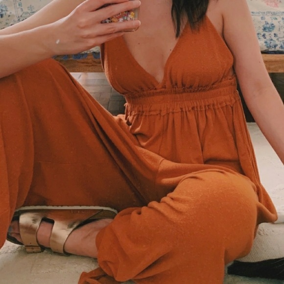 LAST 1! NWOT Free People Beach | Malibu Boho Jumpsuit | Orange *Flawed - Picture 2 of 12